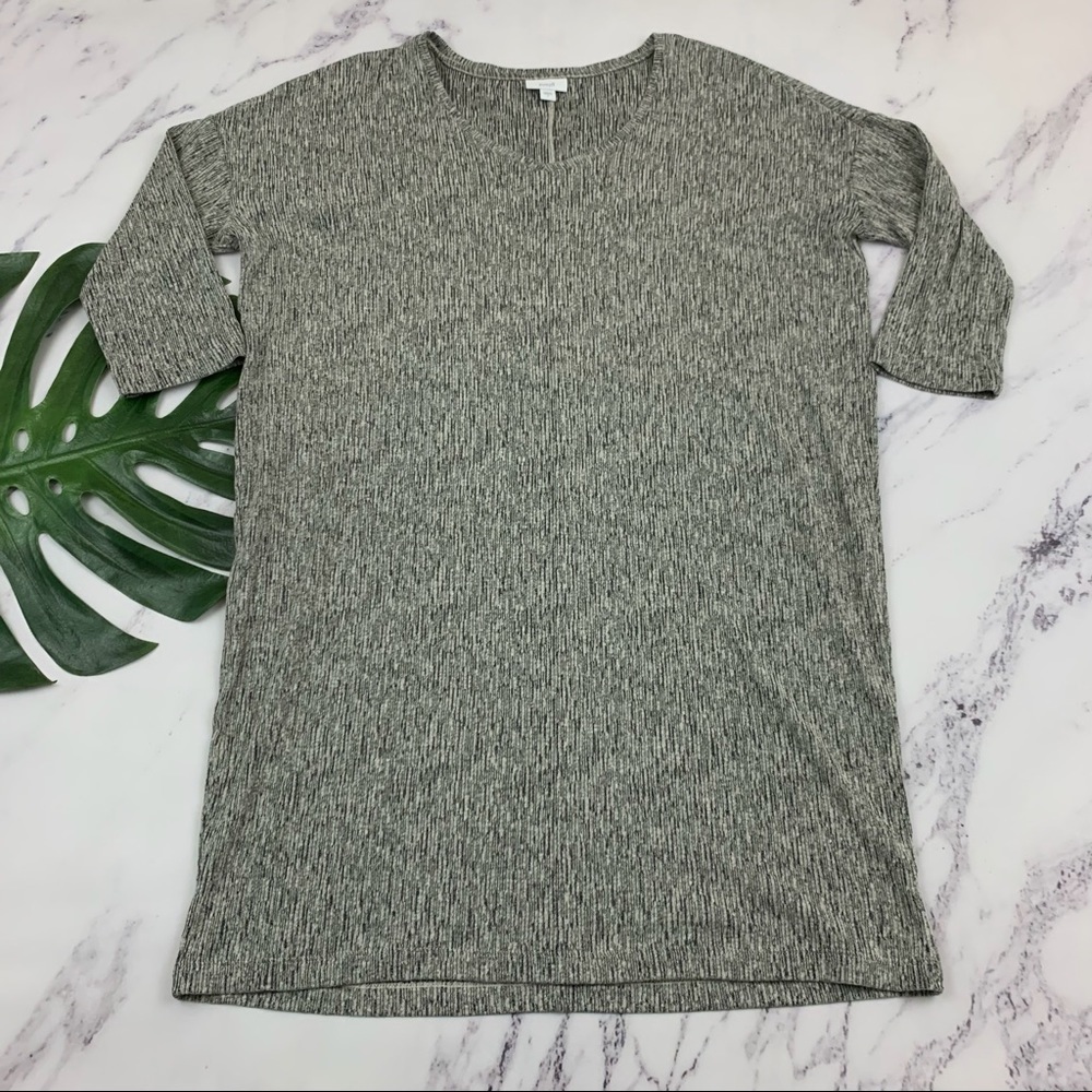 Pure Jill by J. Jill gray and black ribbed linen blend shift dress